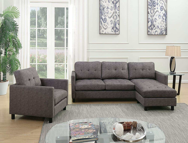 Ceasar - Gray - Sectional Sofa, Chair & Ottoman - Ornate Home