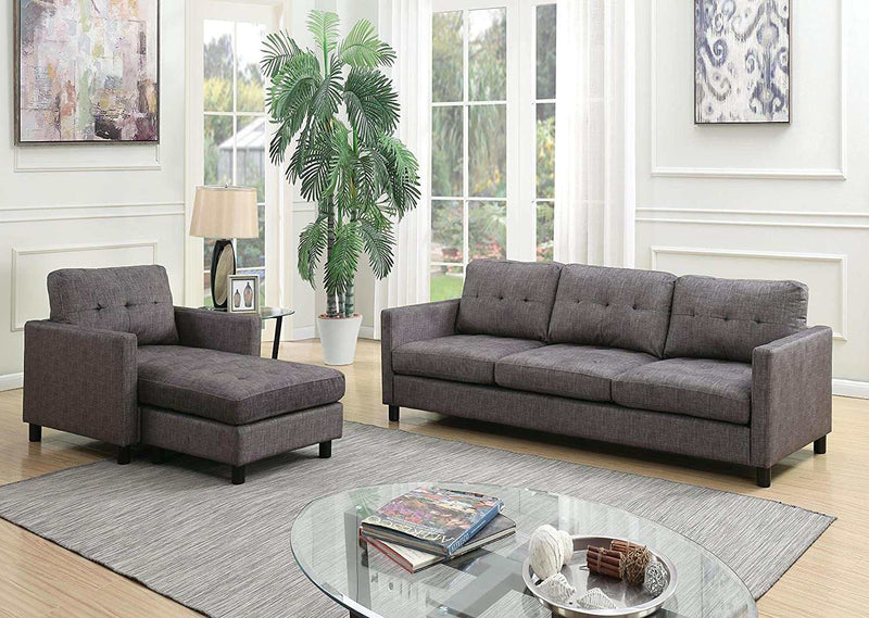 Ceasar - Gray - Sectional Sofa, Chair & Ottoman - Ornate Home