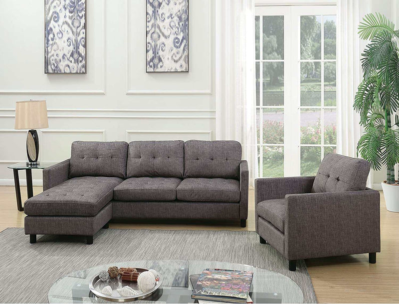 Ceasar - Gray - Sectional Sofa, Chair & Ottoman - Ornate Home