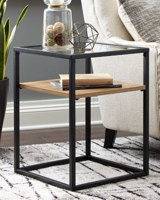 Harrelburg Light Brown & Black Accent Table