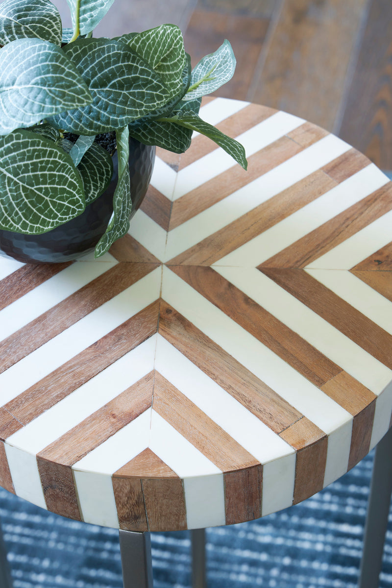 Cartley White & Light Brown Accent Table