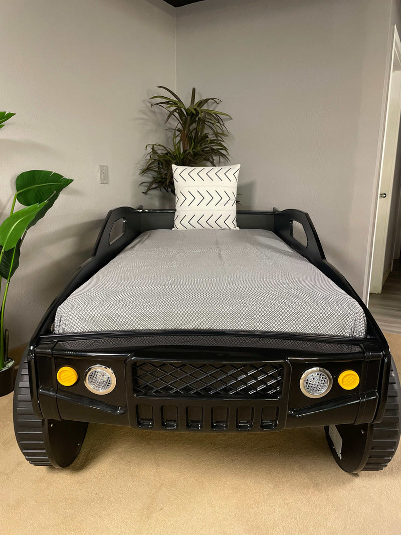 Speed Jump - Black Off-Road - Twin Car Bed w/ LED Headlights - Ornate Home