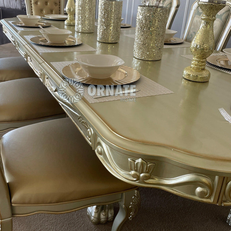 Dresden - Gold Patina & Bone - Dining Table w/ Extensions - Ornate Home