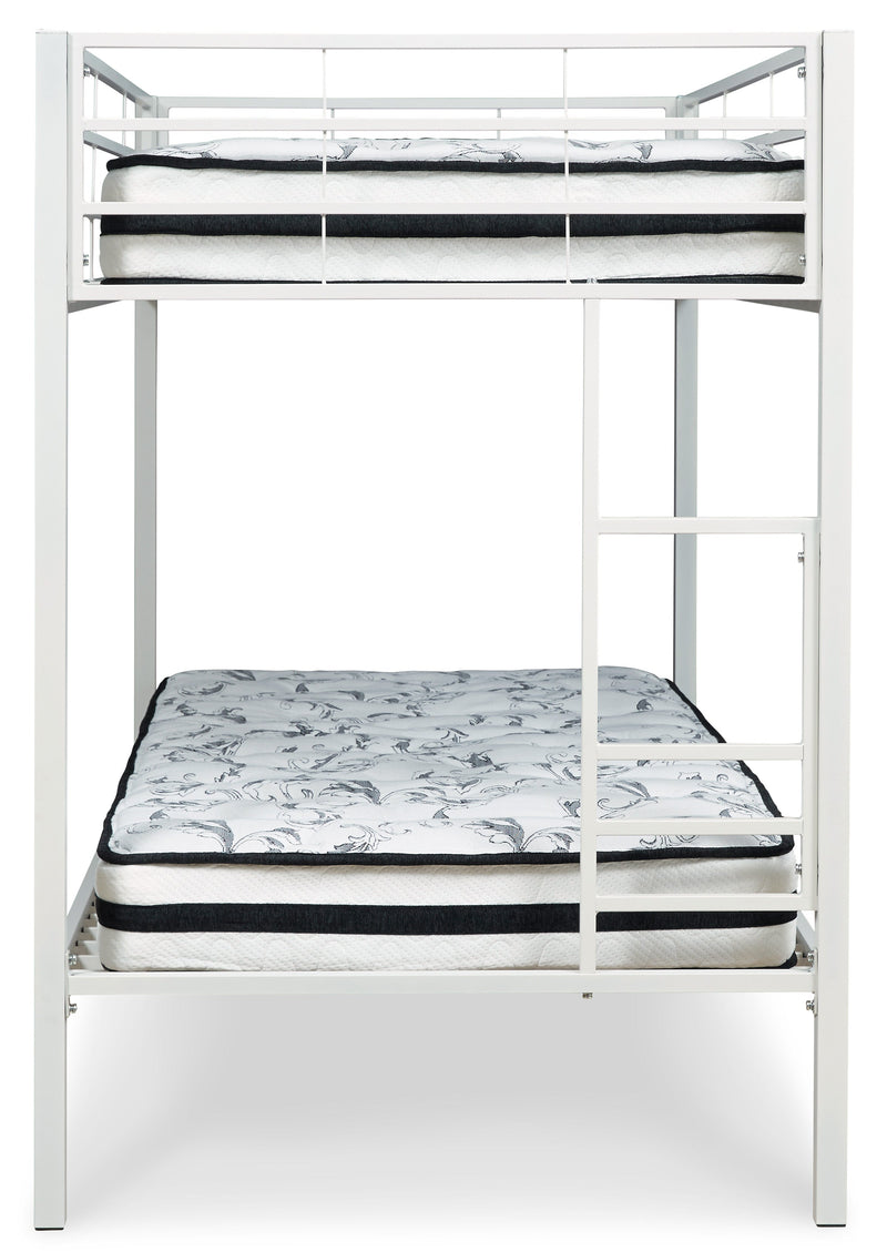 Broshard White Twin over Twin Metal Bunk Bed