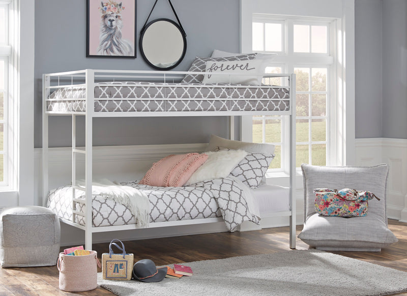 Broshard White Twin over Twin Metal Bunk Bed