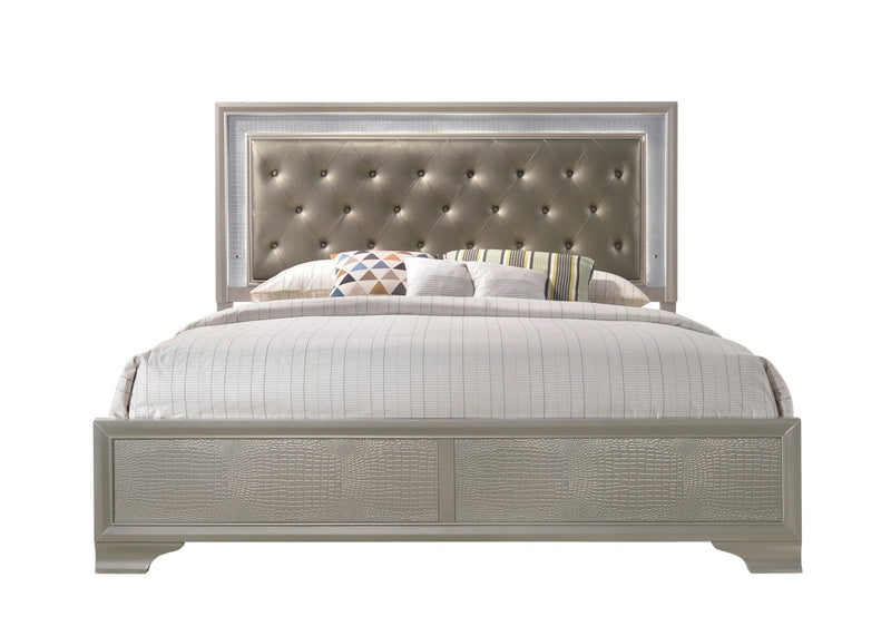 Lyssa Champagne LED Panel Bedroom Set