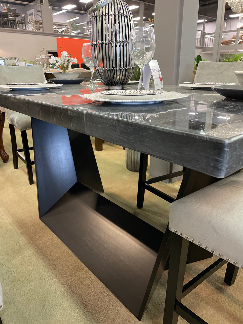 Opheim II Genuine Marble Top & Black Counter Height Table