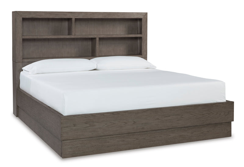 Anibecca Weathered Gray King Bookcase Bed