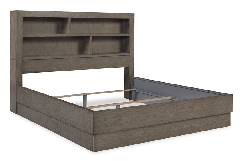 Anibecca Weathered Gray Queen Bookcase Bed