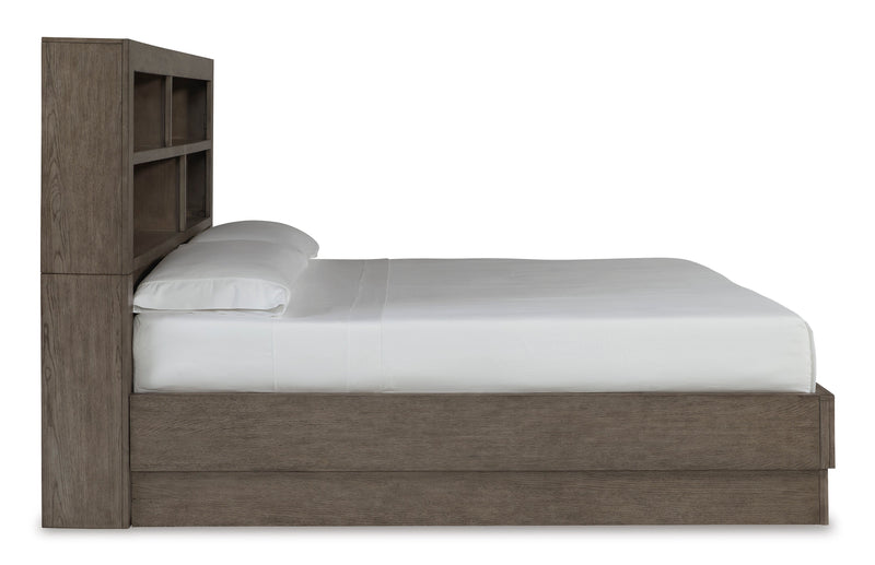 Anibecca Weathered Gray Queen Bookcase Bed