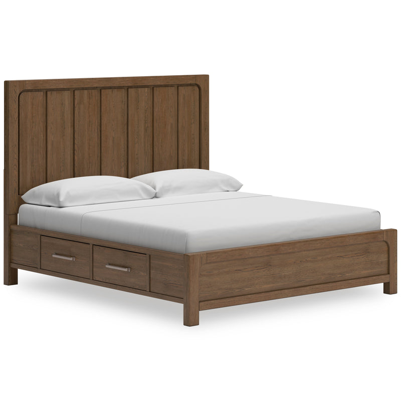 Cabalynn Light Brown Queen Panel Bed w/ Storage