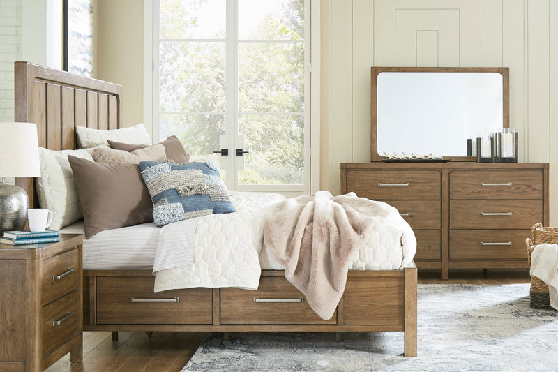 Cabalynn Light Brown Queen Panel Bed w/ Storage