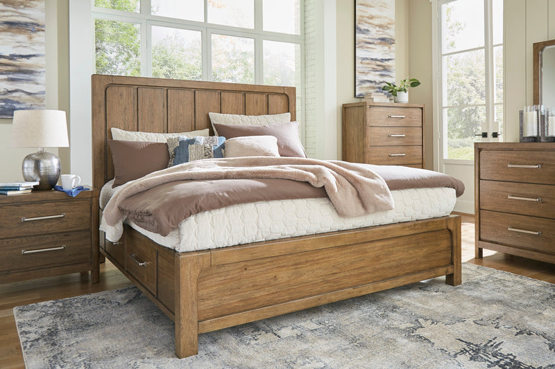 Cabalynn Light Brown California King Panel Bed w/ Storage