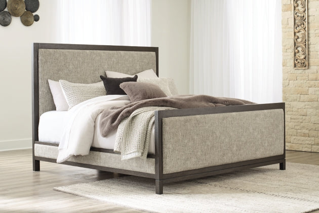 Burkhaus Brown Cal. King Uph. Panel Bed