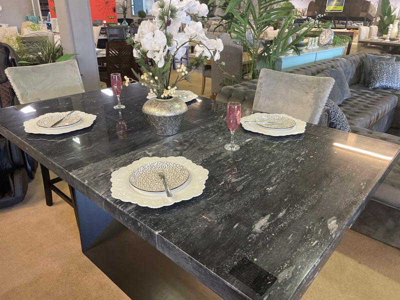 Opheim - Genuine Marble Top/Black & Gray - Counter Height Dining Set / 7pc - Ornate Home