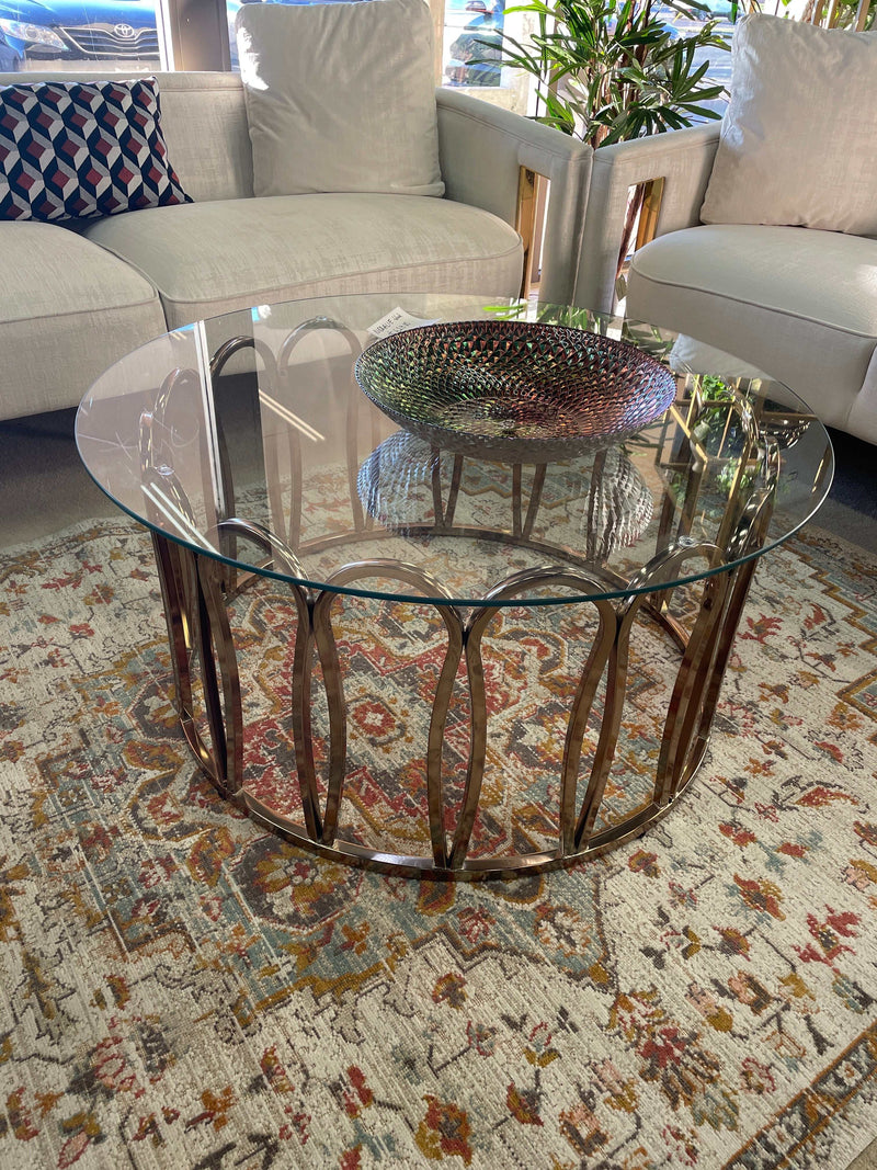 Koda - Chrome & Clear - Round Coffee Table - Ornate Home