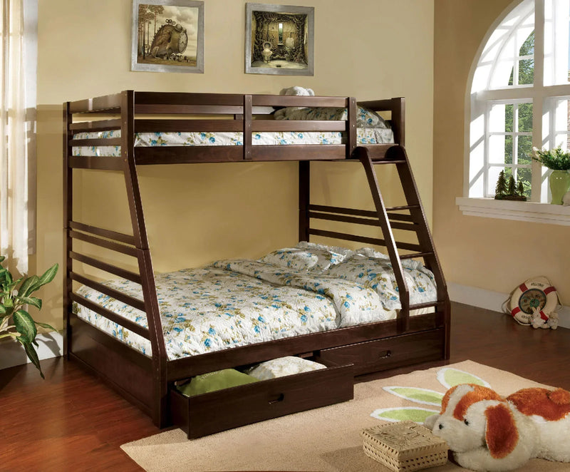 California Dark Walnut Twin over Full Bunk Bed