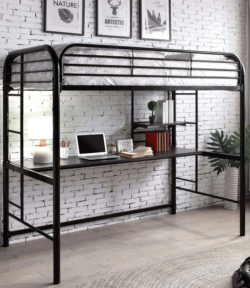 Opal III Black Twin Loft Bed