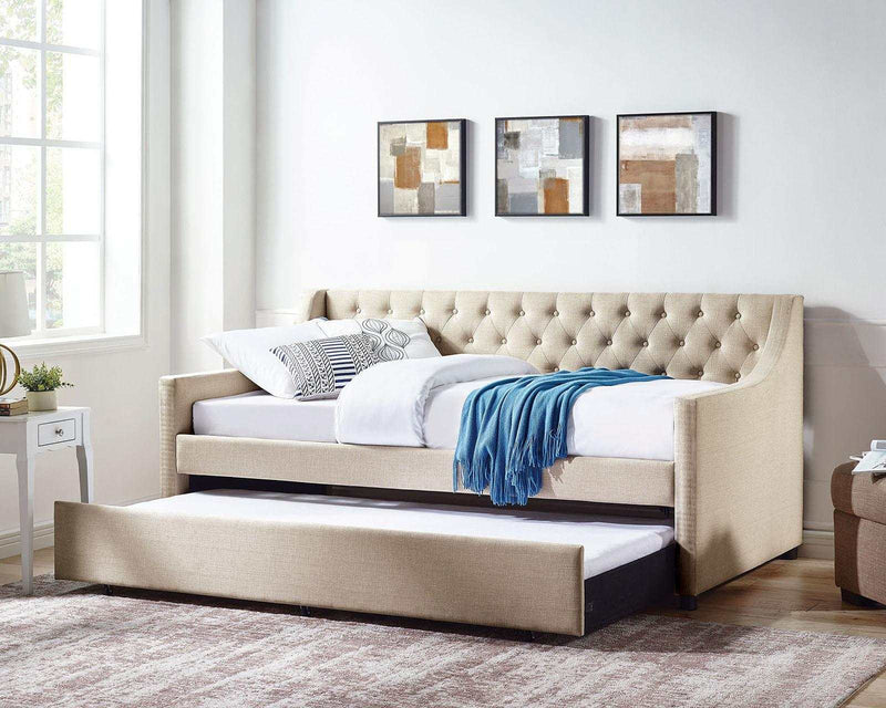 Emmy - Beige - Full Daybed w/ Trundle - Ornate Home