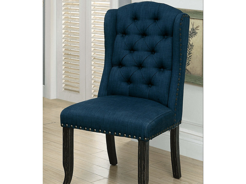 Sania III Antique Black & Blue Dining Chair (Set of 2)