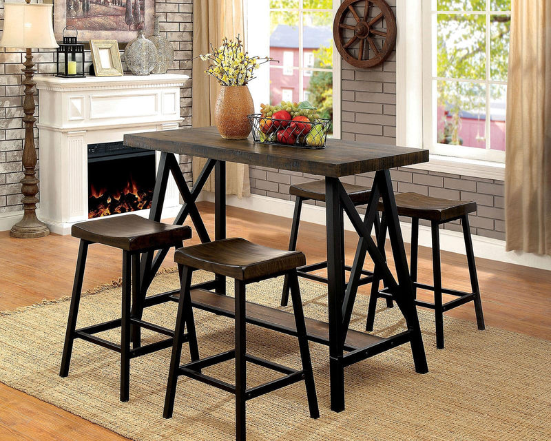 Lainey Weathered Medium Oak & Black Counter Height Dining Table