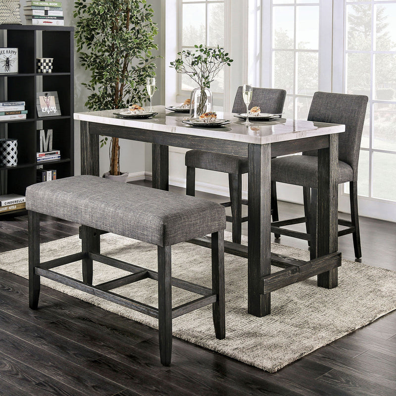 Brule White Antique Black Gray 4pc Dining Room Set