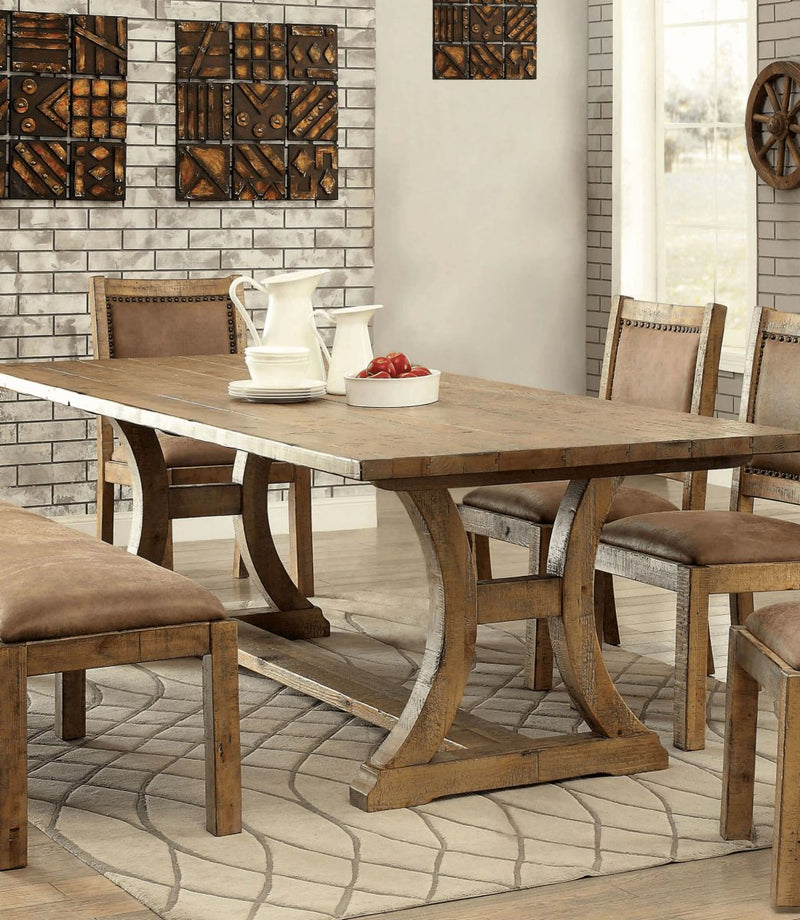 Gianna Rustic Oak & Brown Dining Table