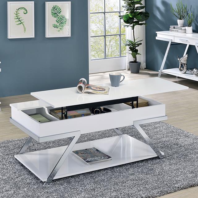 Titus White & Chrome Coffee Table