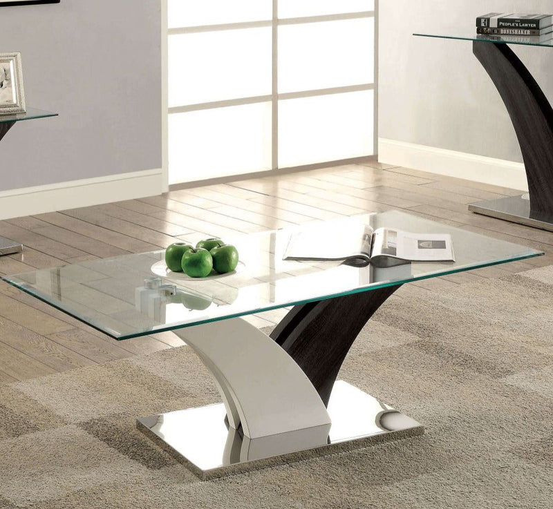 Sloane - White/Dark Gray & Chrome Coffee Table