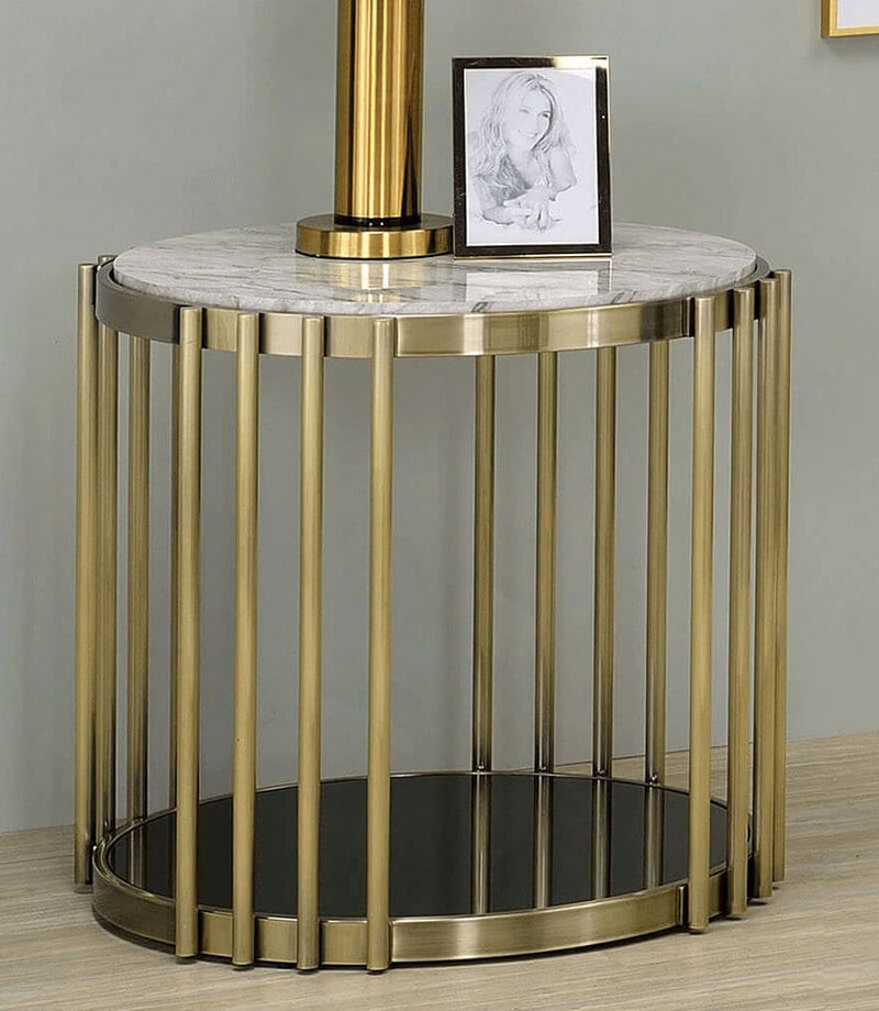 Ofelia Antique Brass & Black End Table