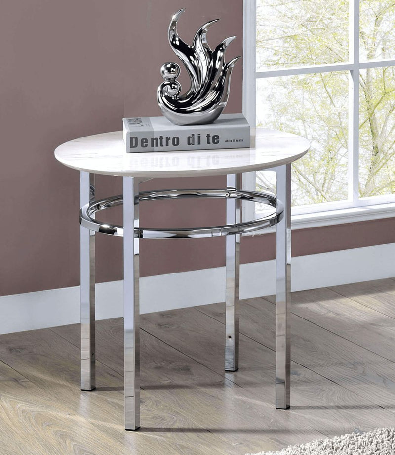 Mariah White & Chrome End Table