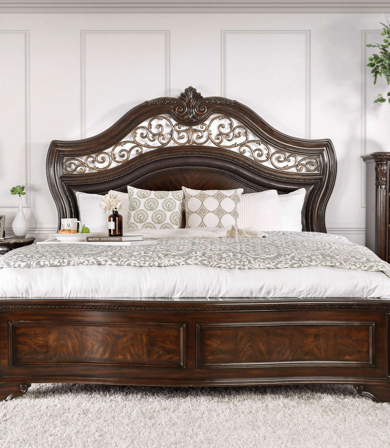 Menodora Brown Cherry Queen Bed