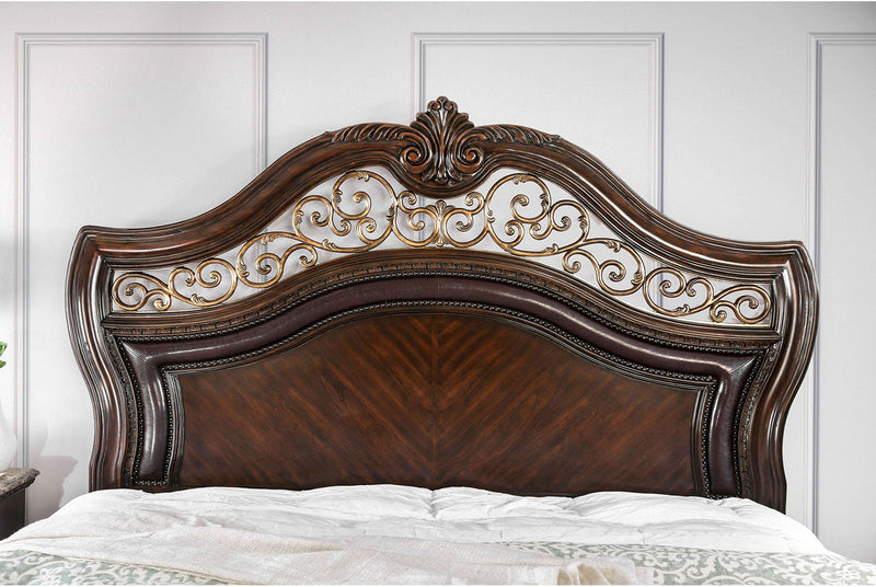 Menodora Brown Cherry Queen Bed