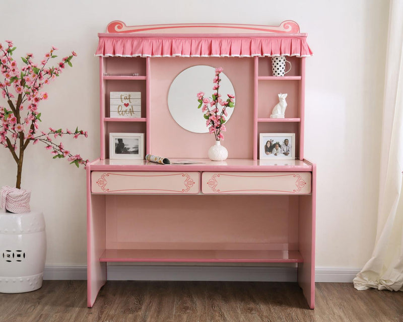 Rhenna Pink Mirror Desk & Hutch