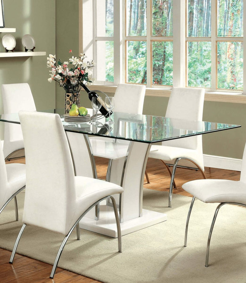 Glenview White & Chrome Dining Table