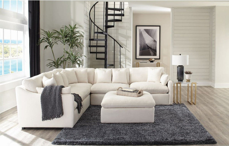 Pluma Ivory Fabric Modular Sectional Pre-Sets