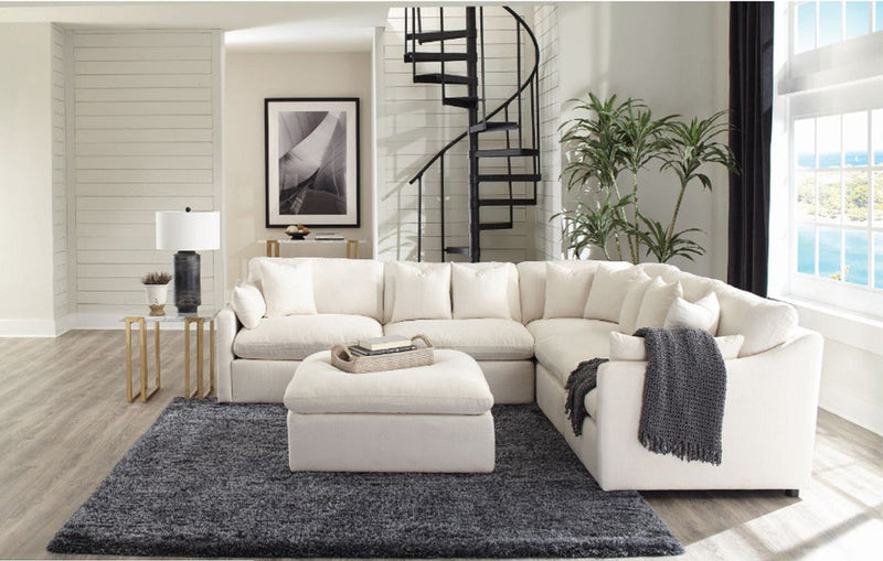 Pluma Ivory Fabric Modular Sectional Pre Sets