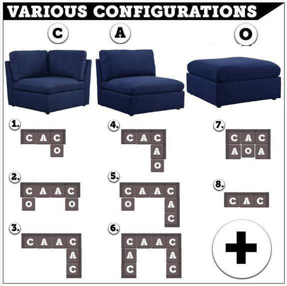 Crosby - Deep Blue - Modular Sectional Units - Create your own Style - Ornate Home