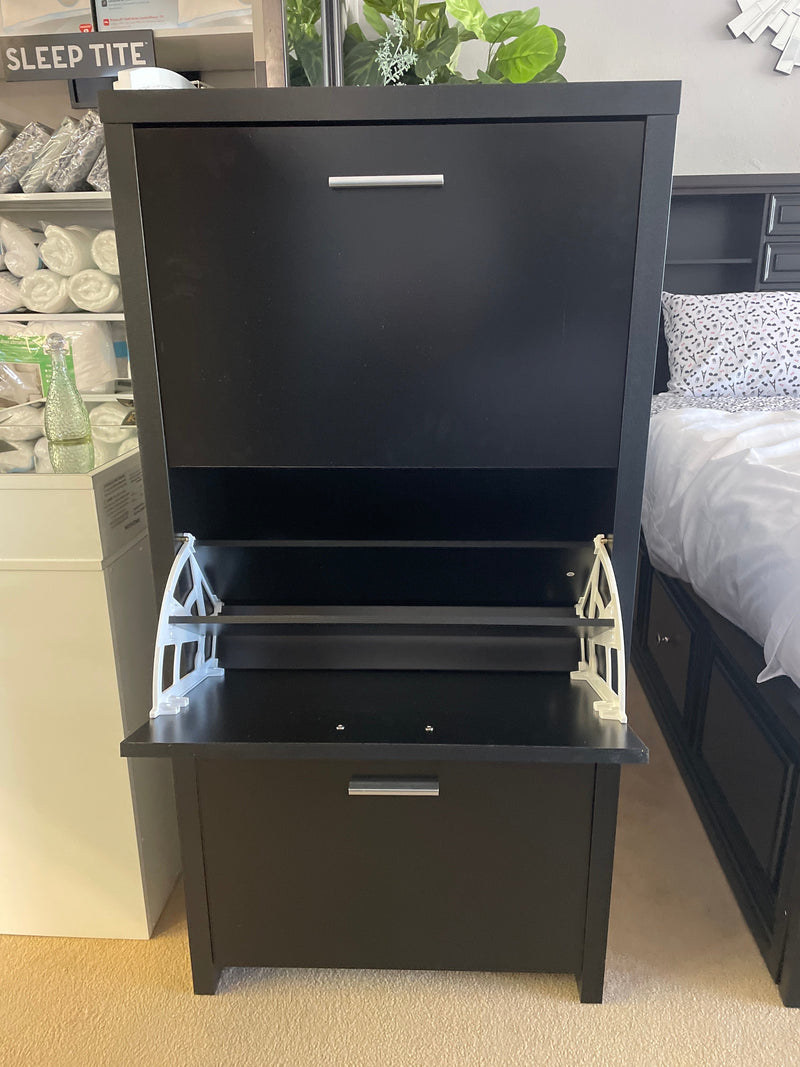 Vivian Black 3 Drawer Shoe Cabinet