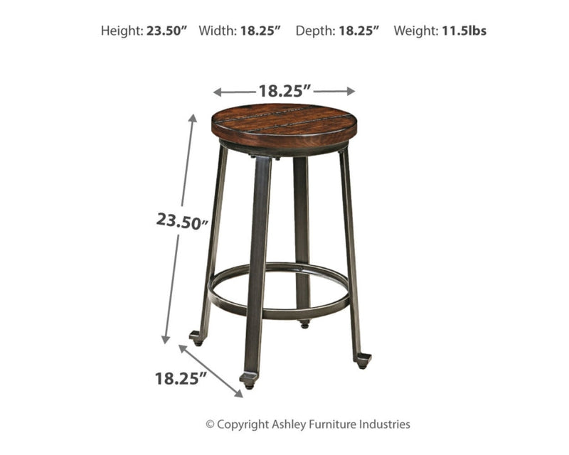 Challiman Rustic Brown Counter Height Bar Stool (Set of 2)