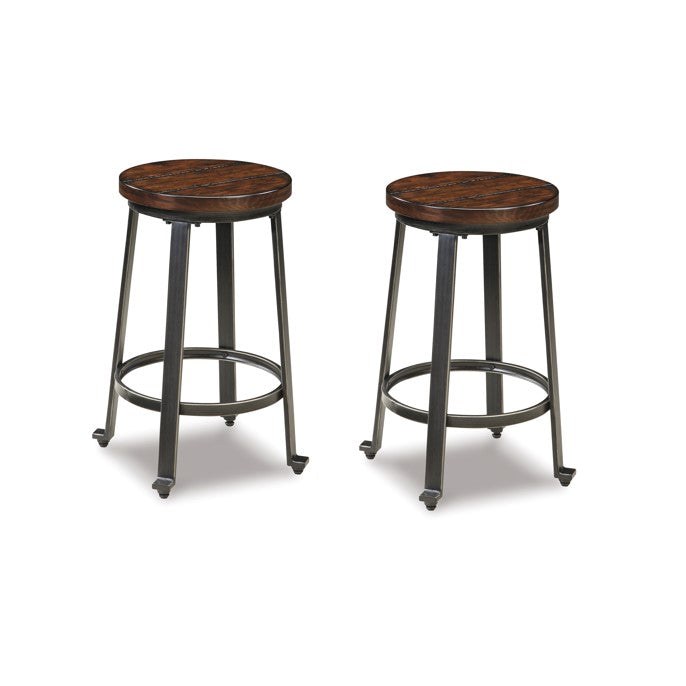 Challiman Rustic Brown Counter Height Bar Stool (Set of 2)