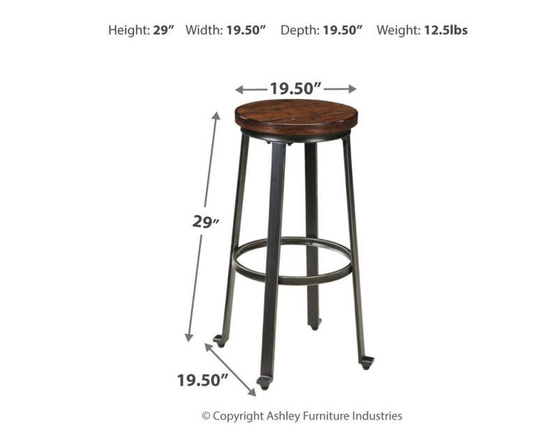 Challiman Rustic Brown Bar Height Bar Stool (Set of 2)