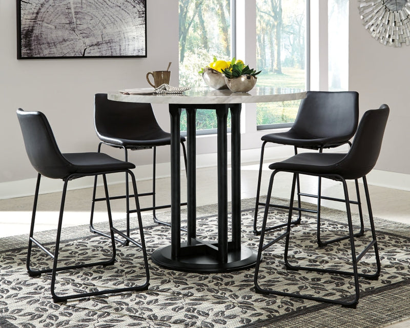 Centiar White & Black Counter Height Dining Room Set / 5pc