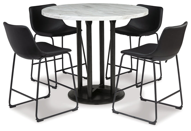 Centiar White & Black Counter Height Dining Room Set / 5pc