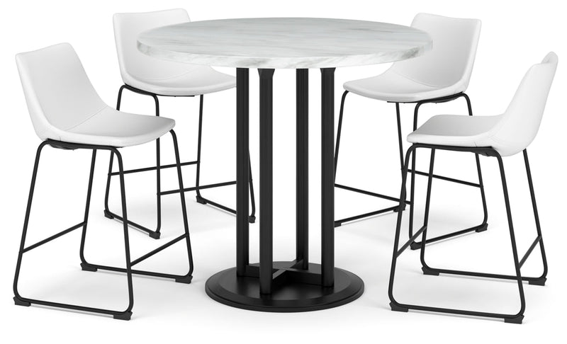 Centiar White & Black Counter Height Dining Room Set / 5pc