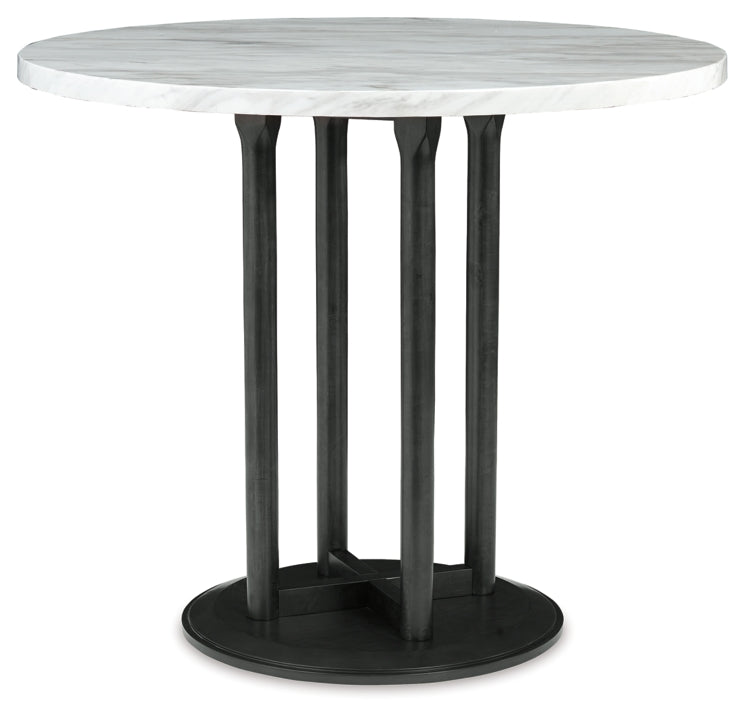 Centiar White & Black Counter Height Round Dining Table