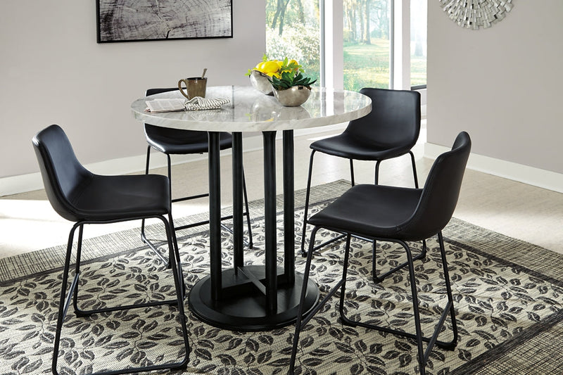 Centiar White & Black Counter Height Round Dining Table