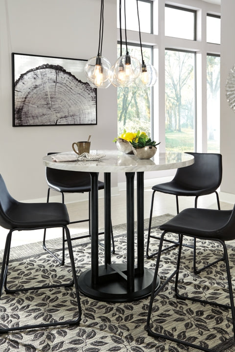 Centiar White & Black Counter Height Round Dining Table