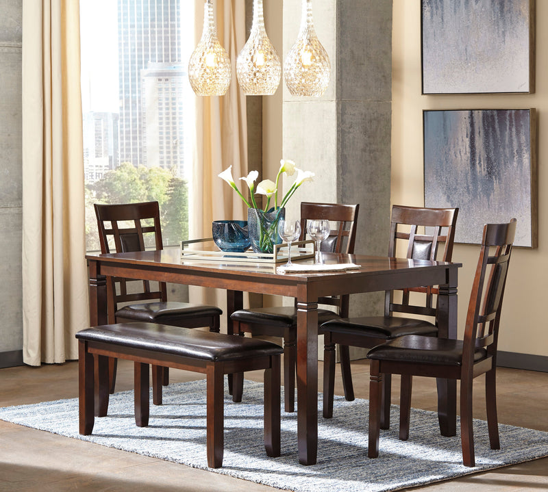 Bennox Brown Dining Room Set w/ Bench (Set of 6)