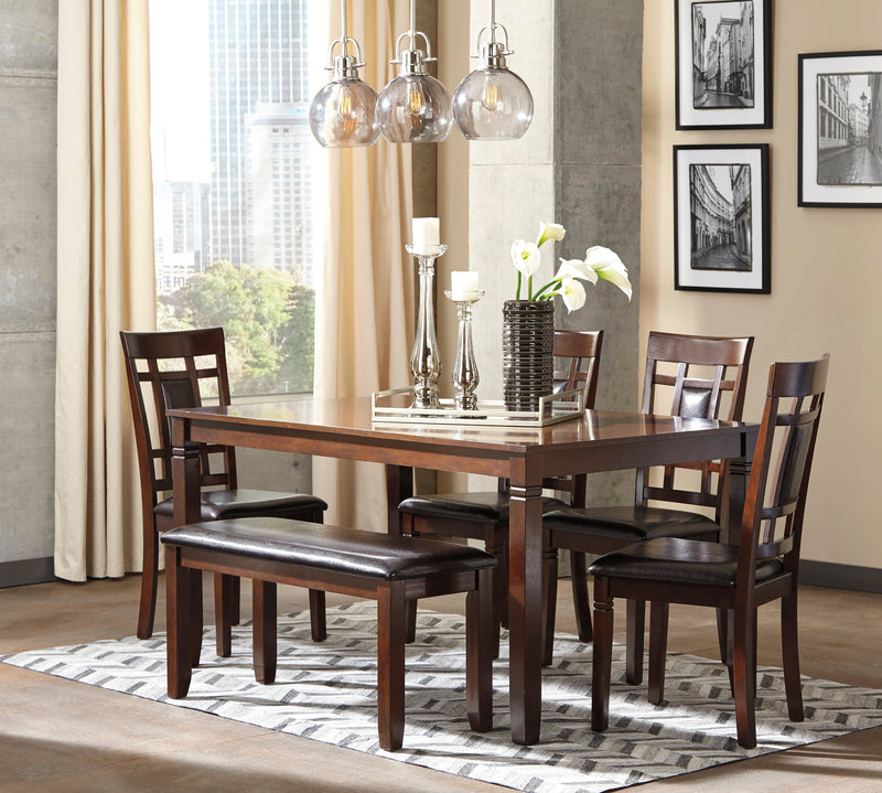 Bennox Brown Dining Room Set w/ Bench (Set of 6)